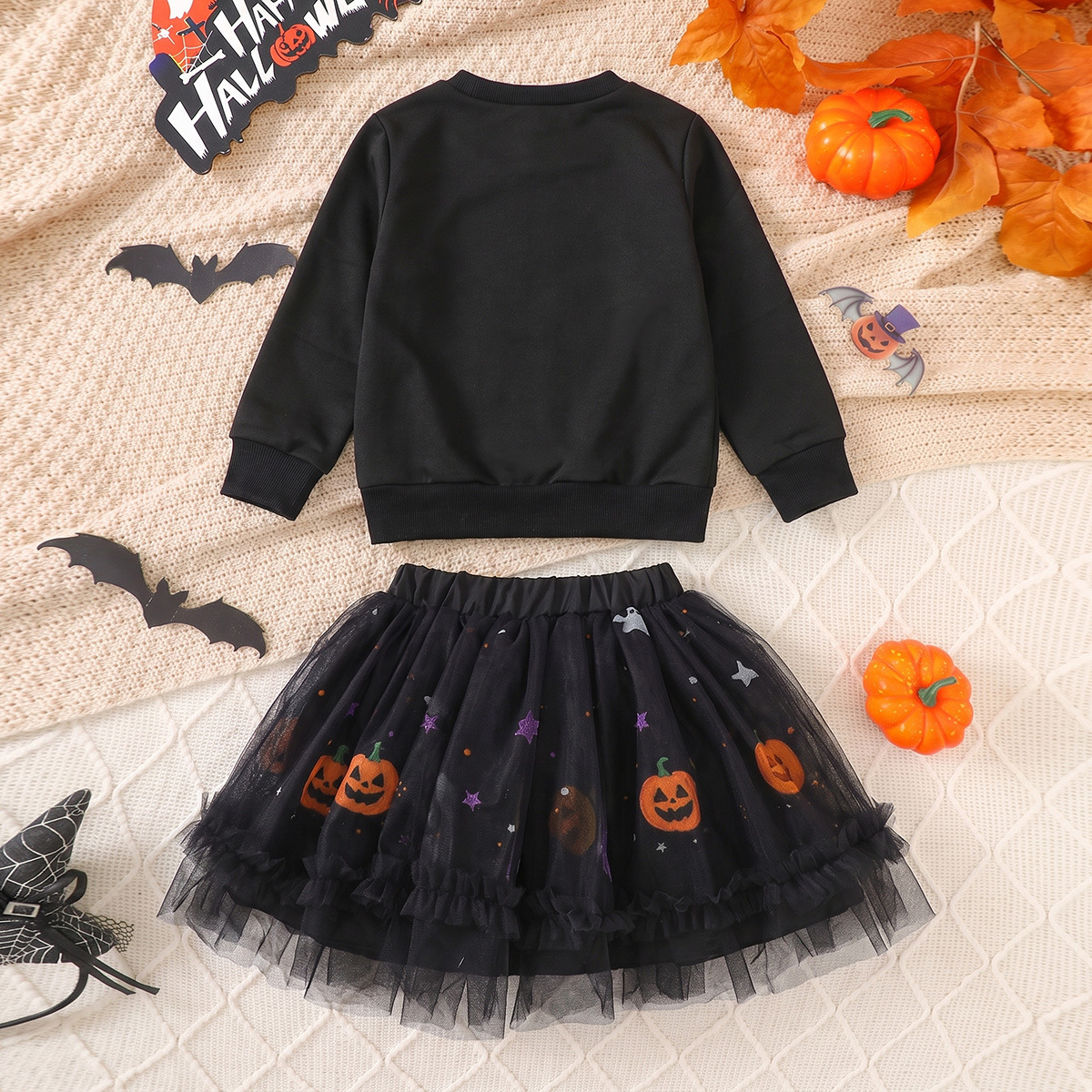 Pumpkin Hoodie Ghost Mesh Skirt Costume for Girls detail image 17