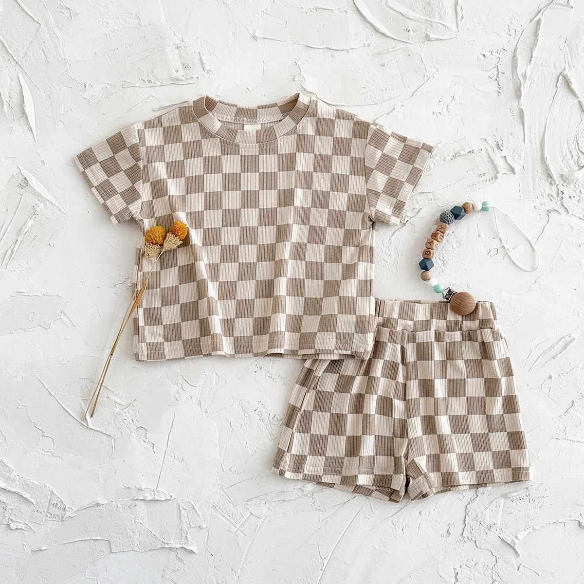 Leisure Set Two Piece Chess and Card Plaque Printed Short Sleeve Round Neck Set