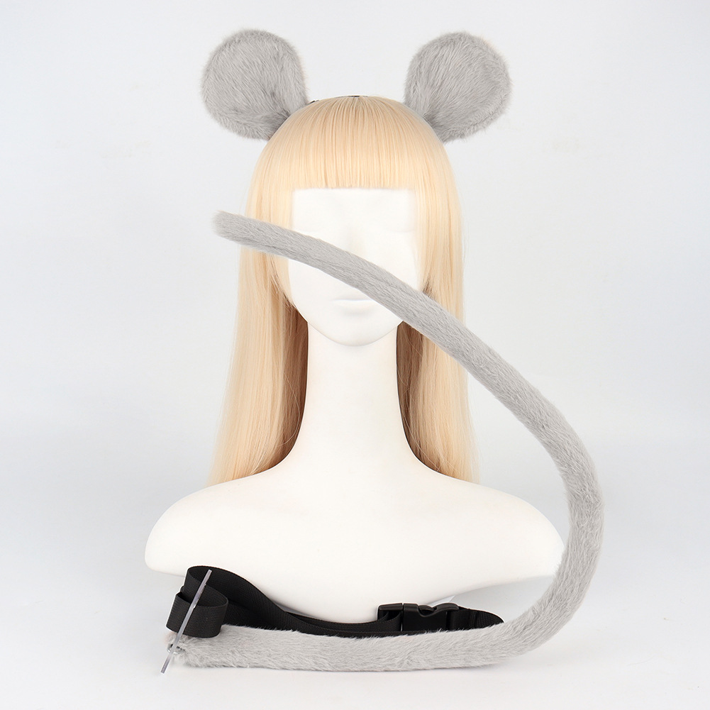 Hamster Costume Cosplay Furry Mouse Ears Headband for Anime Convention, Animal Ears and Tail