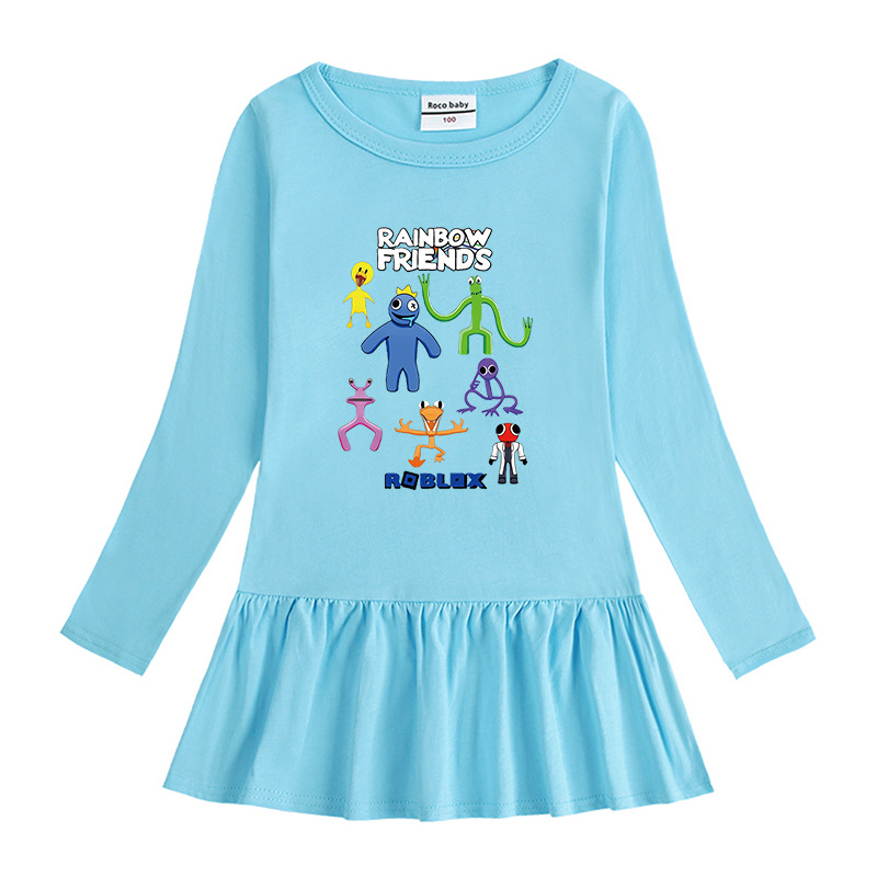 Girls' round neck cotton dress for children's clothing