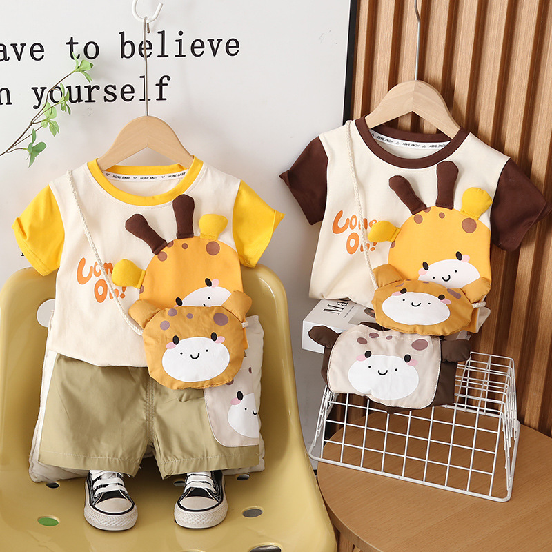 Cartoon short sleeved cute children's clothing two-piece set
