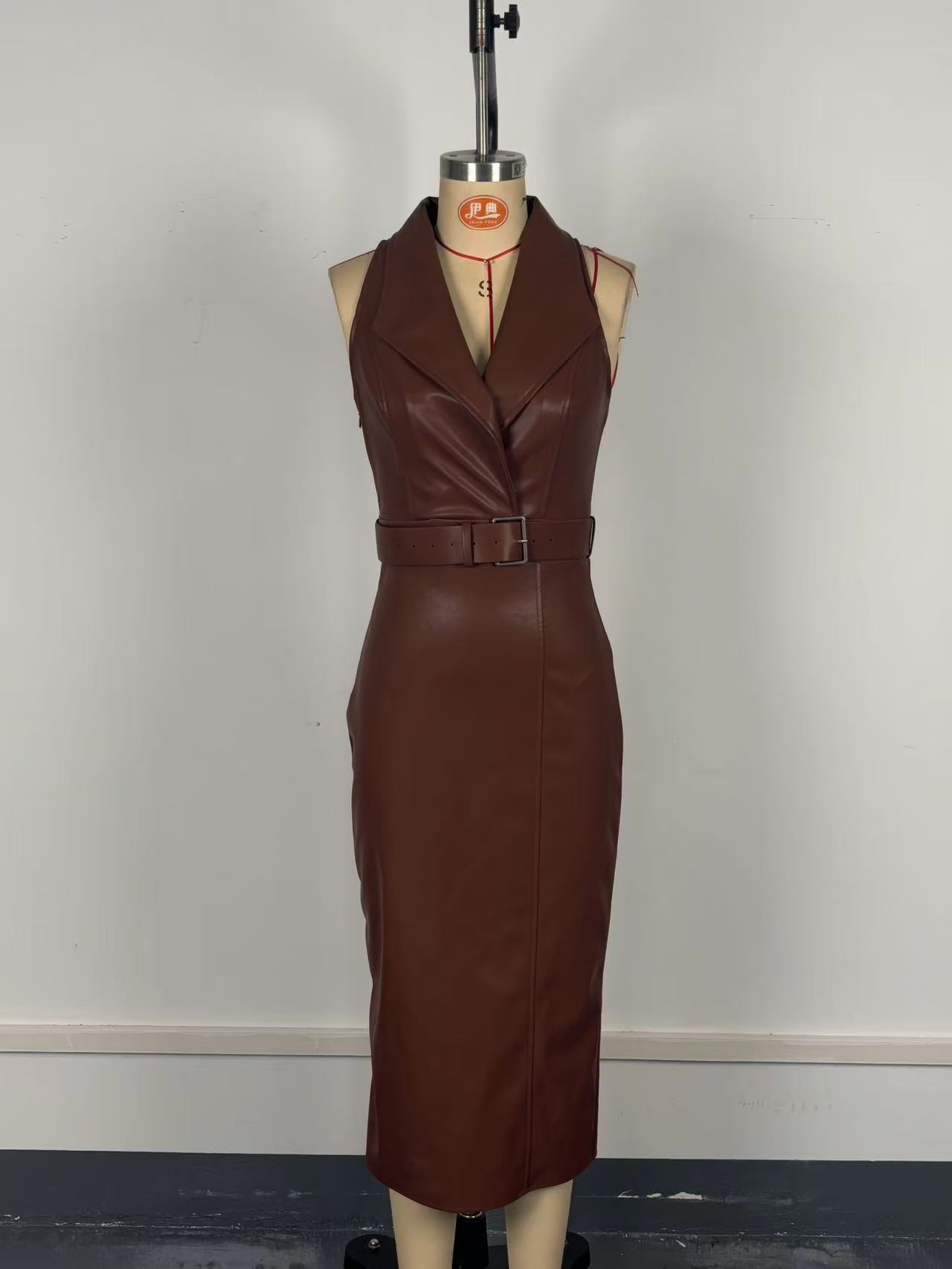 Size chart reference for women's PU leather pencil dress
