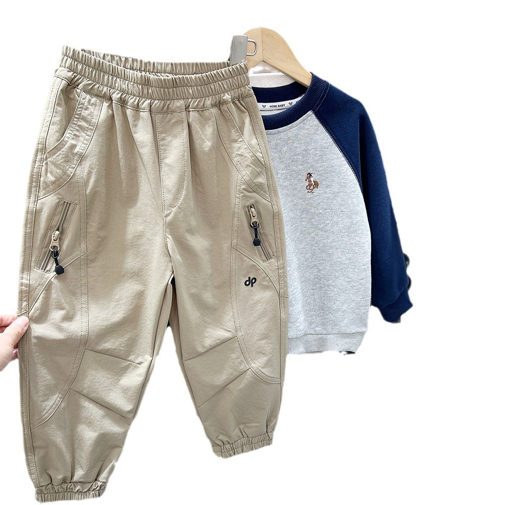 Casual Drawstring Pants for Boys, Tapered Bottoms for Kids Children's Long Pants