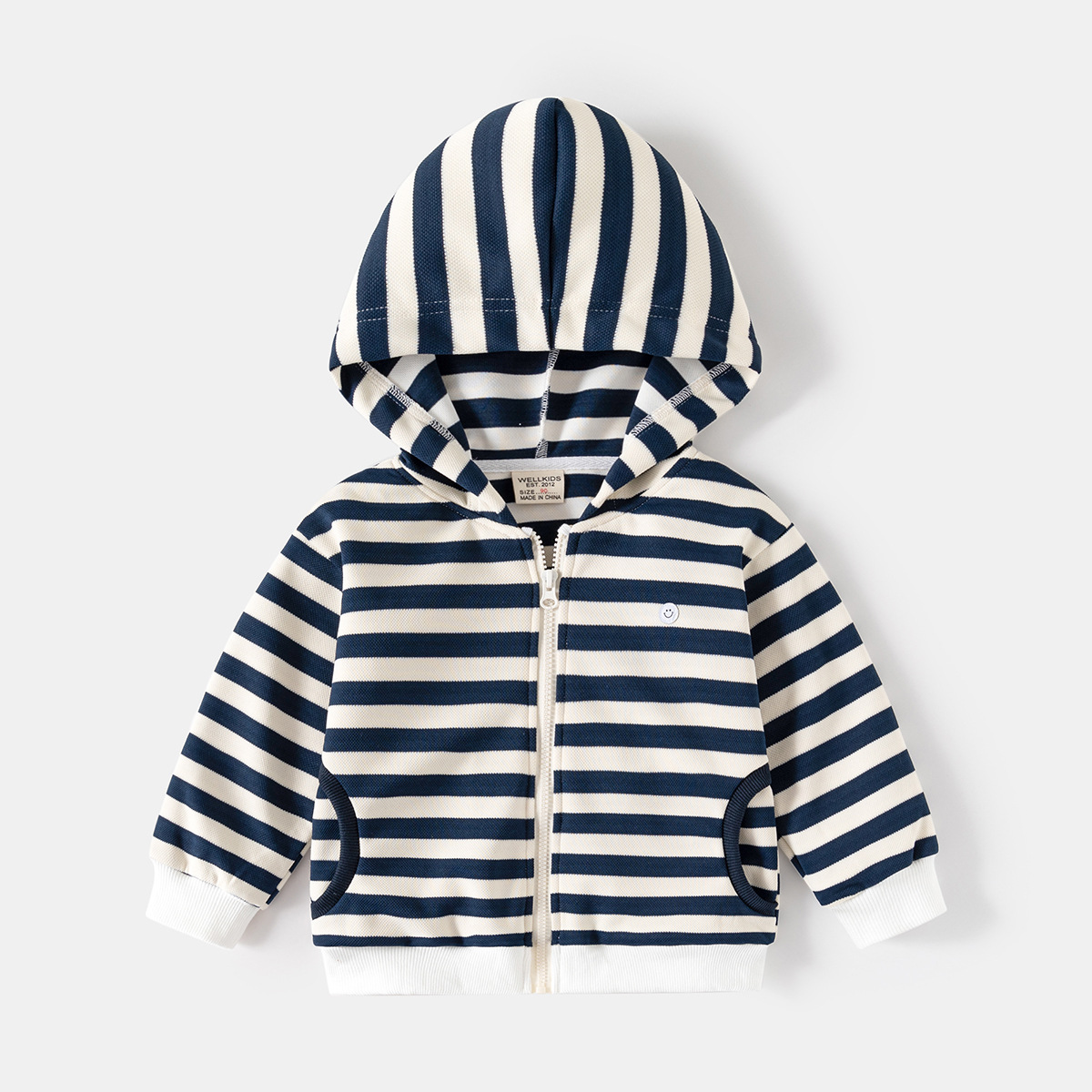 Boy's Spring Outerwear Hooded Stripe Cardigan for Kids Spring Casual Jacket