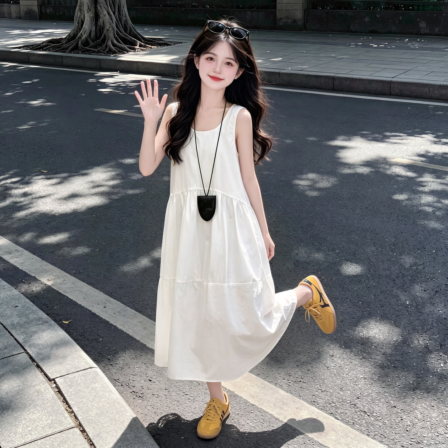 Solid color vest skirt