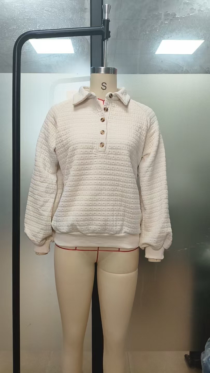 Apricot turn-down collar top – raglan sleeve loose fit pullover front