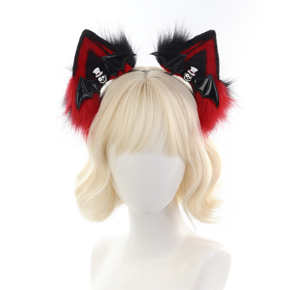 Halloween Cat Ear Headband Plush Faux Cat Ears Pumpkin Hair Accessory Lolita Live Streaming
