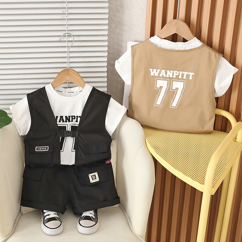 Workwear vest short sleeved three piece set
