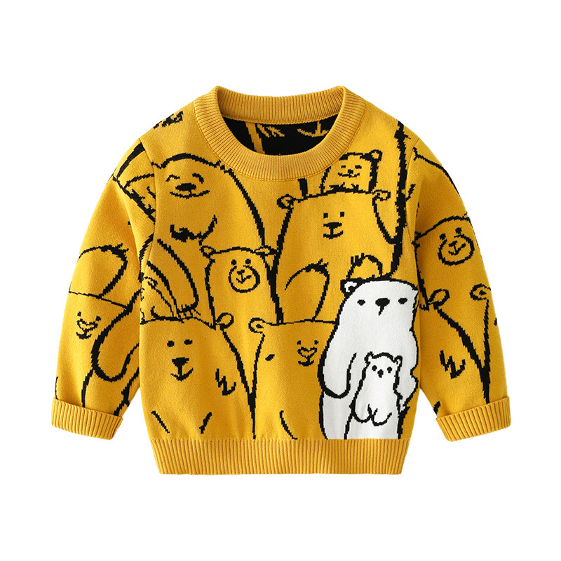 Casual Sweater, Round Neck Pullover for Boys, Trendy Cartoon Design