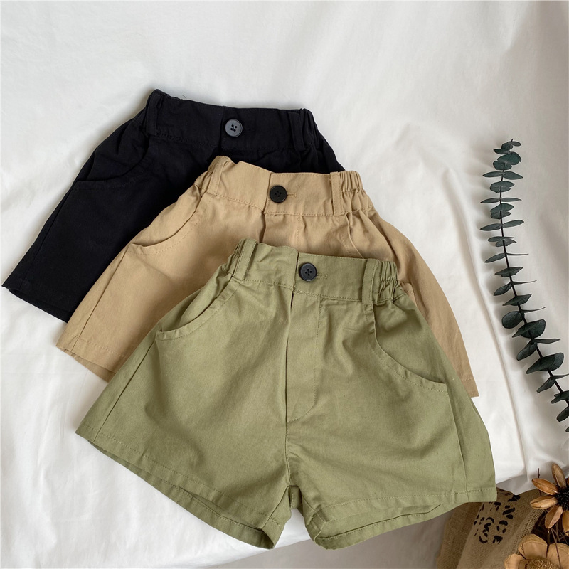 One button washed workwear shorts