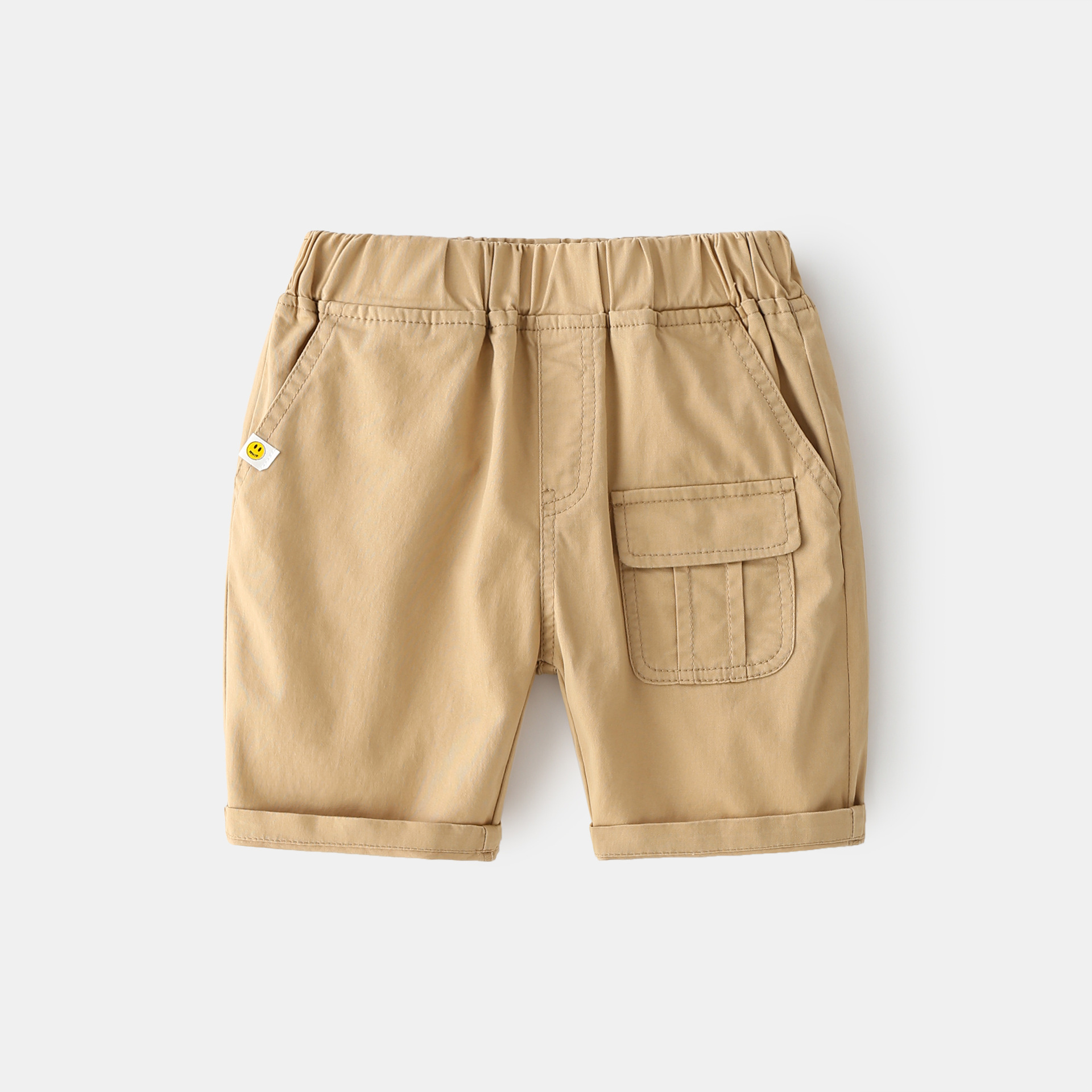 Green Khaki Blue Shorts for Kids, Summer Mid-Waist Cotton Casual Five-Point Pants