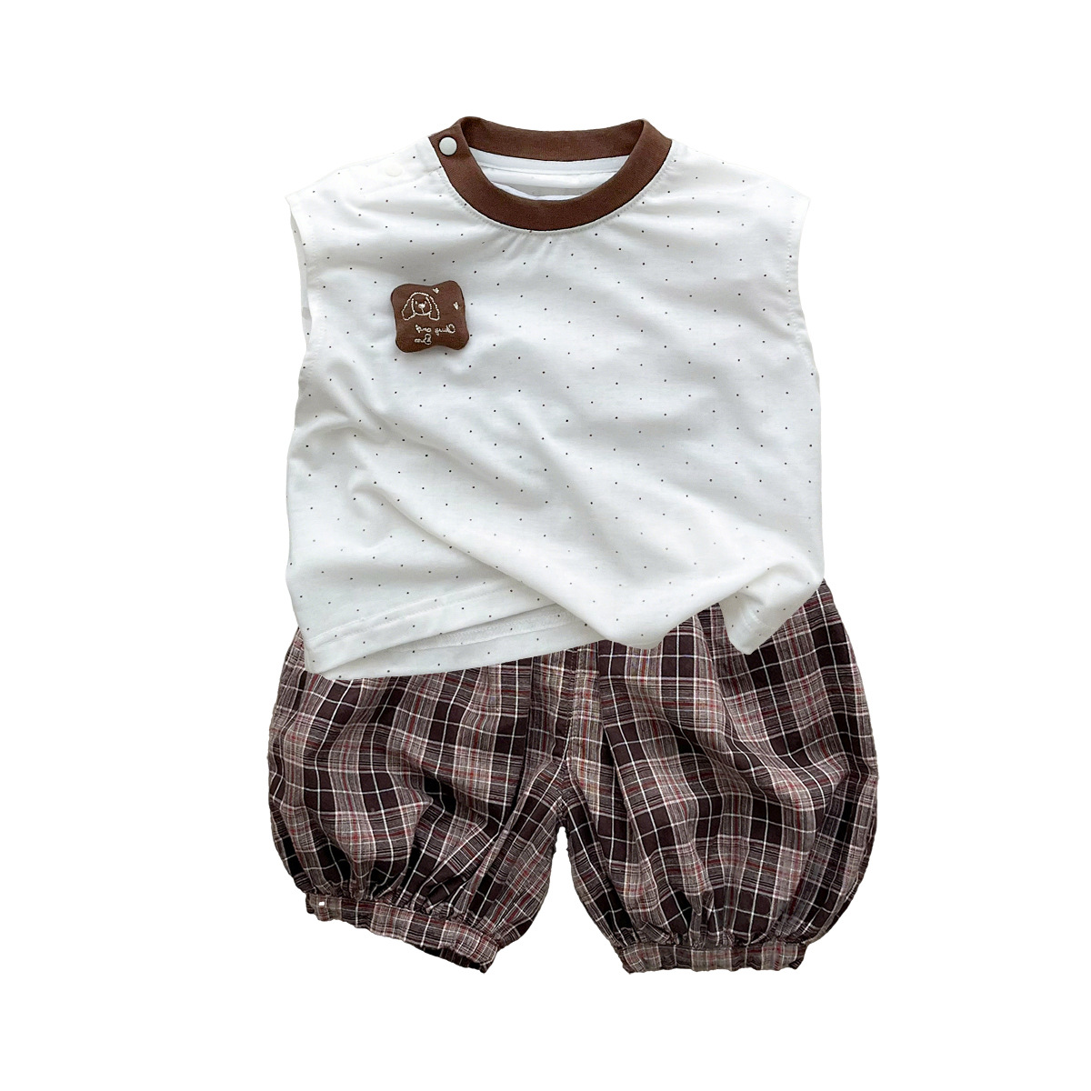 Summer Outfit for Boys, Polka Dot T-shirt Set, Lightweight Two-Piece Suit for Toddlers