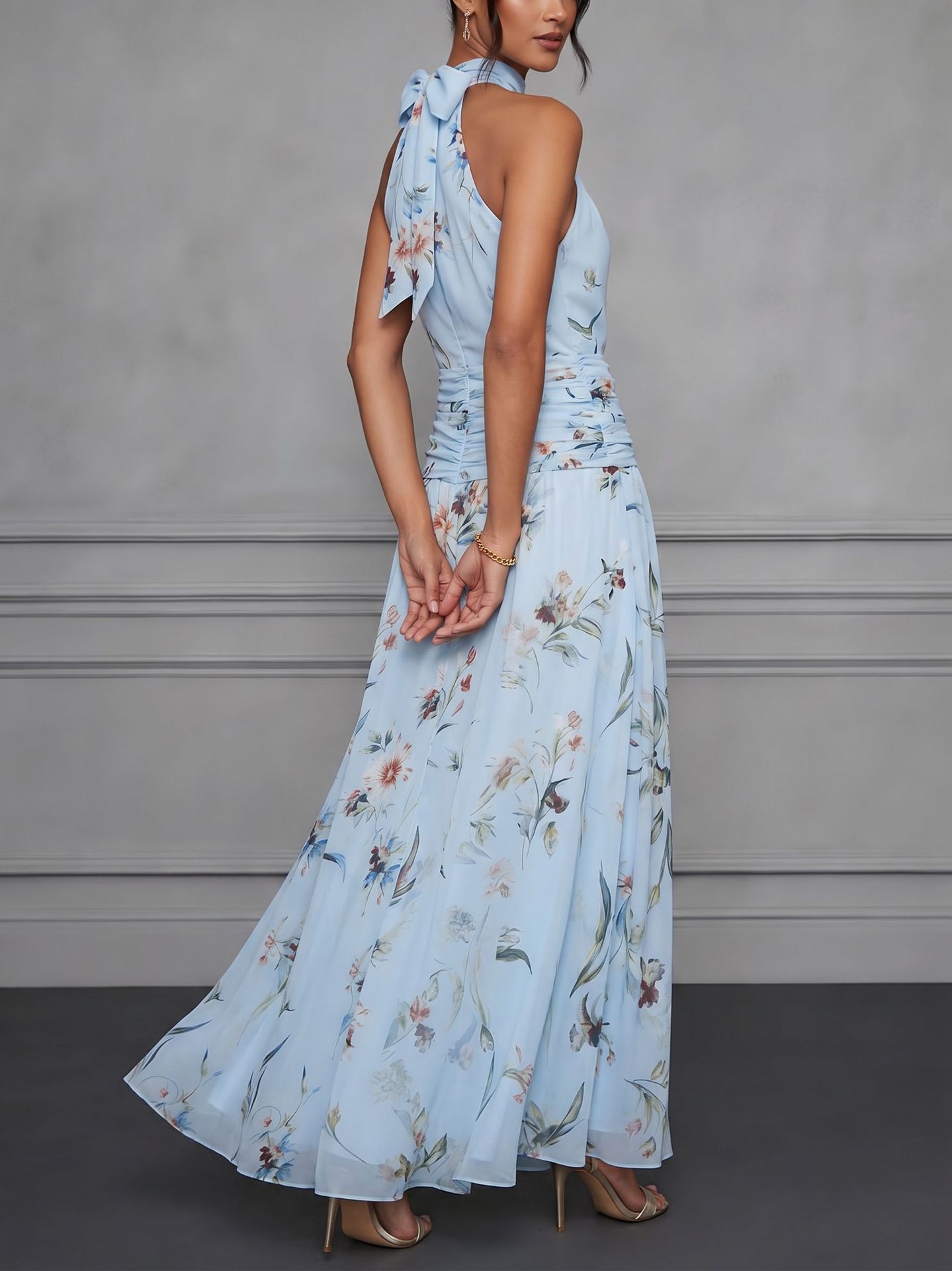 Halter neck printed maxi dress size chart – US women's sizing guide S to XXL