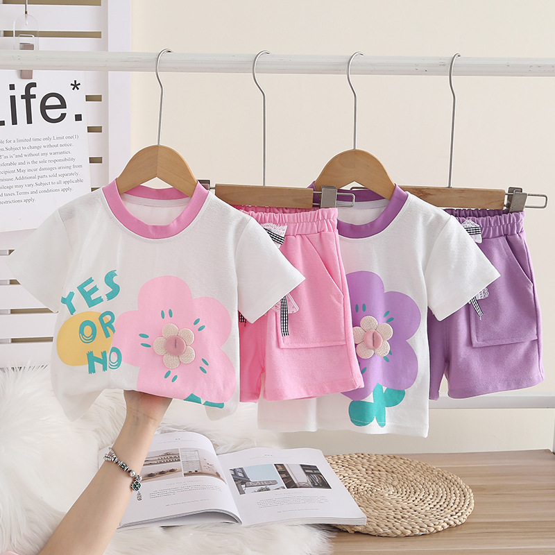 Cute short sleeved two-piece baby casual clothes children's clothing