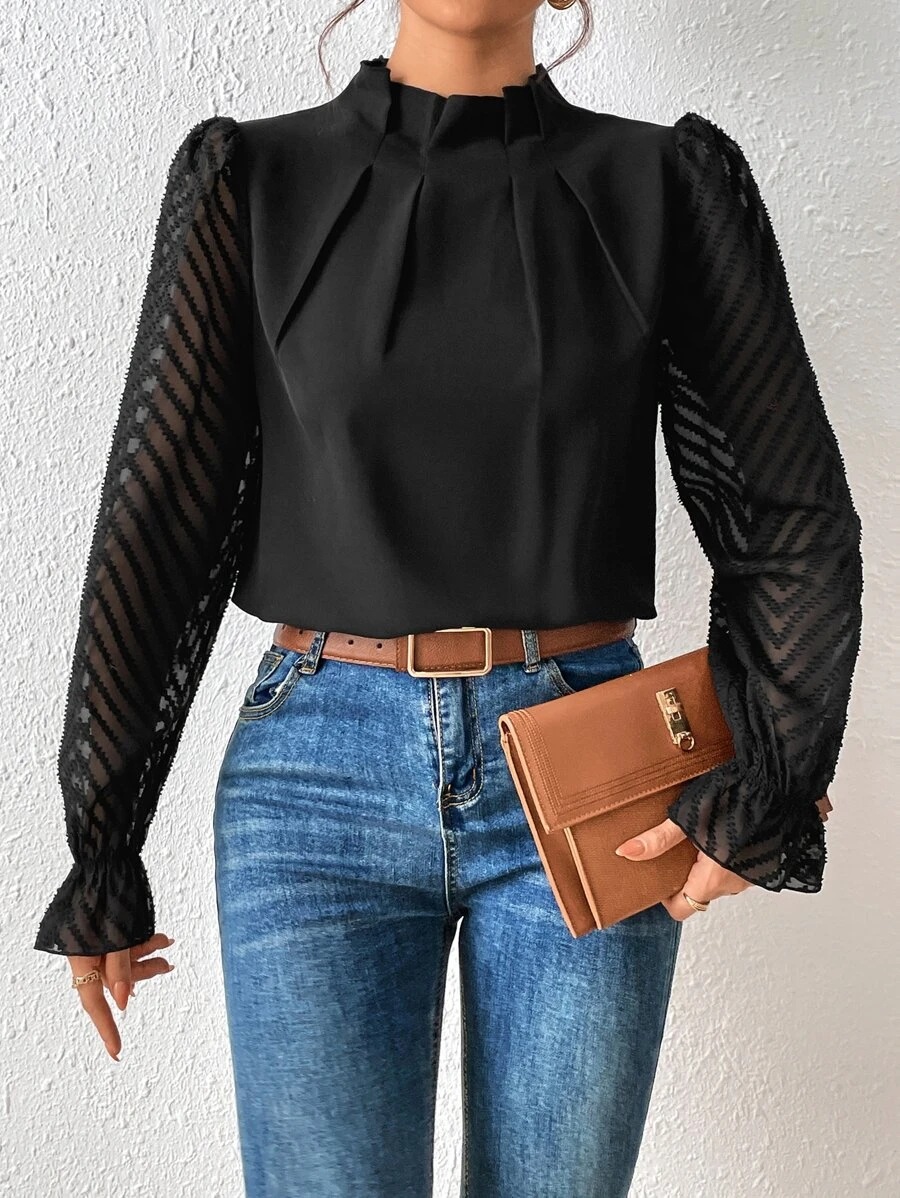Women's white chiffon blouse lifestyle – elegant work outfit