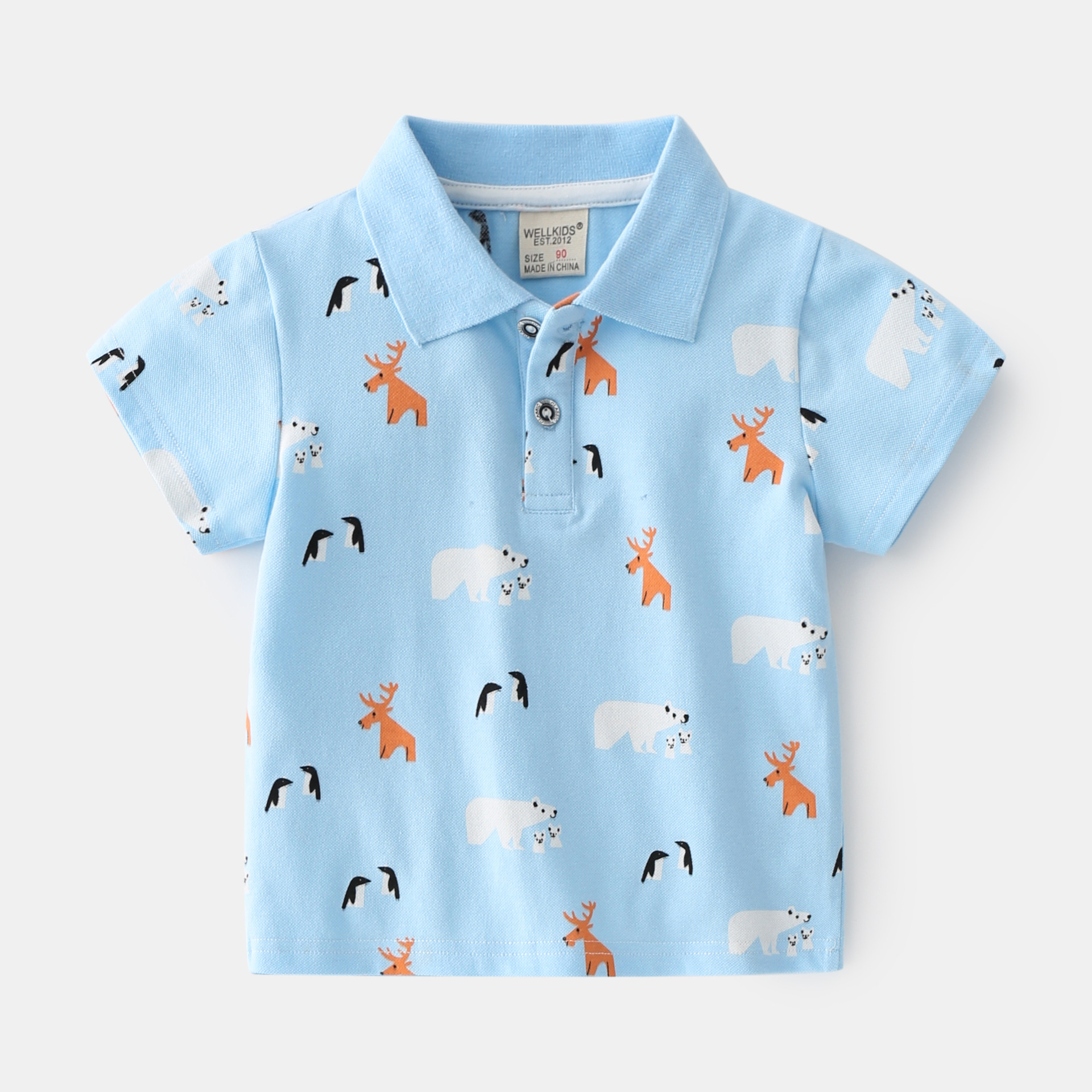 Short Sleeve Polo Shirt for Boys, Casual Cotton T-Shirt