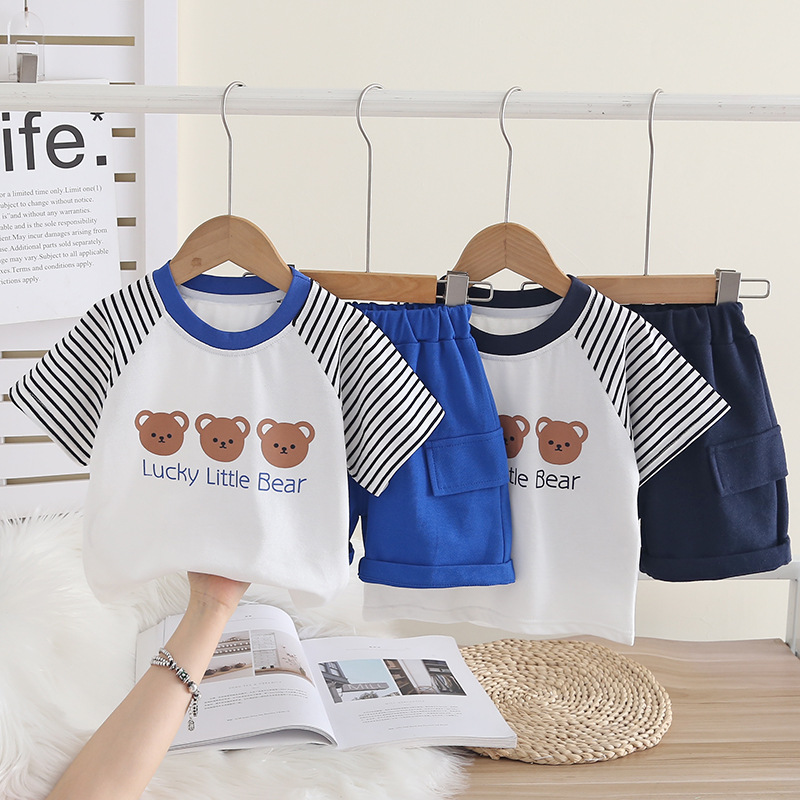 Thin short sleeved baby casual clothes two-piece set