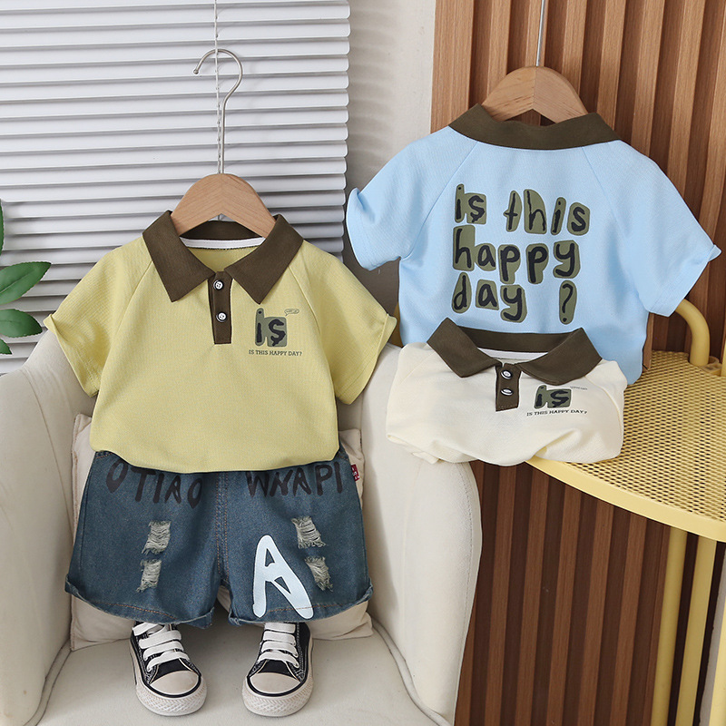 Polo shirt short sleeved baby thin two-piece set