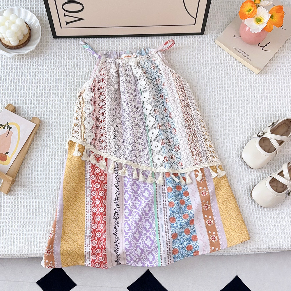 Cute Colorful Tassel Children's Dress for Girls, Summer Fashion Casual Kids Dress