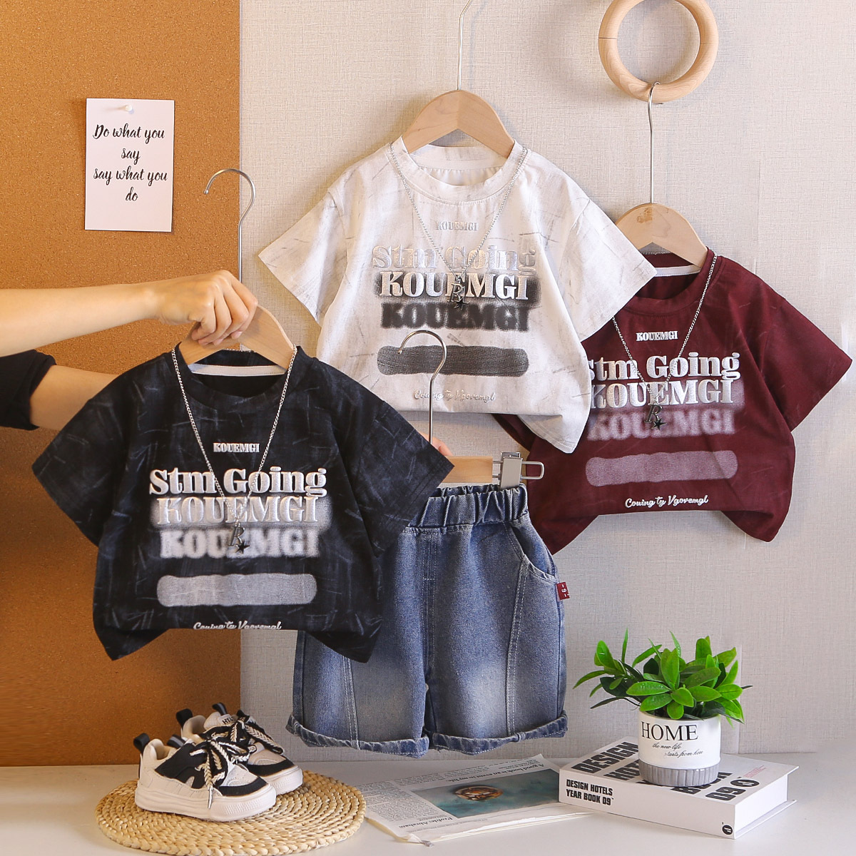 Baby letter short sleeved two-piece clothing set