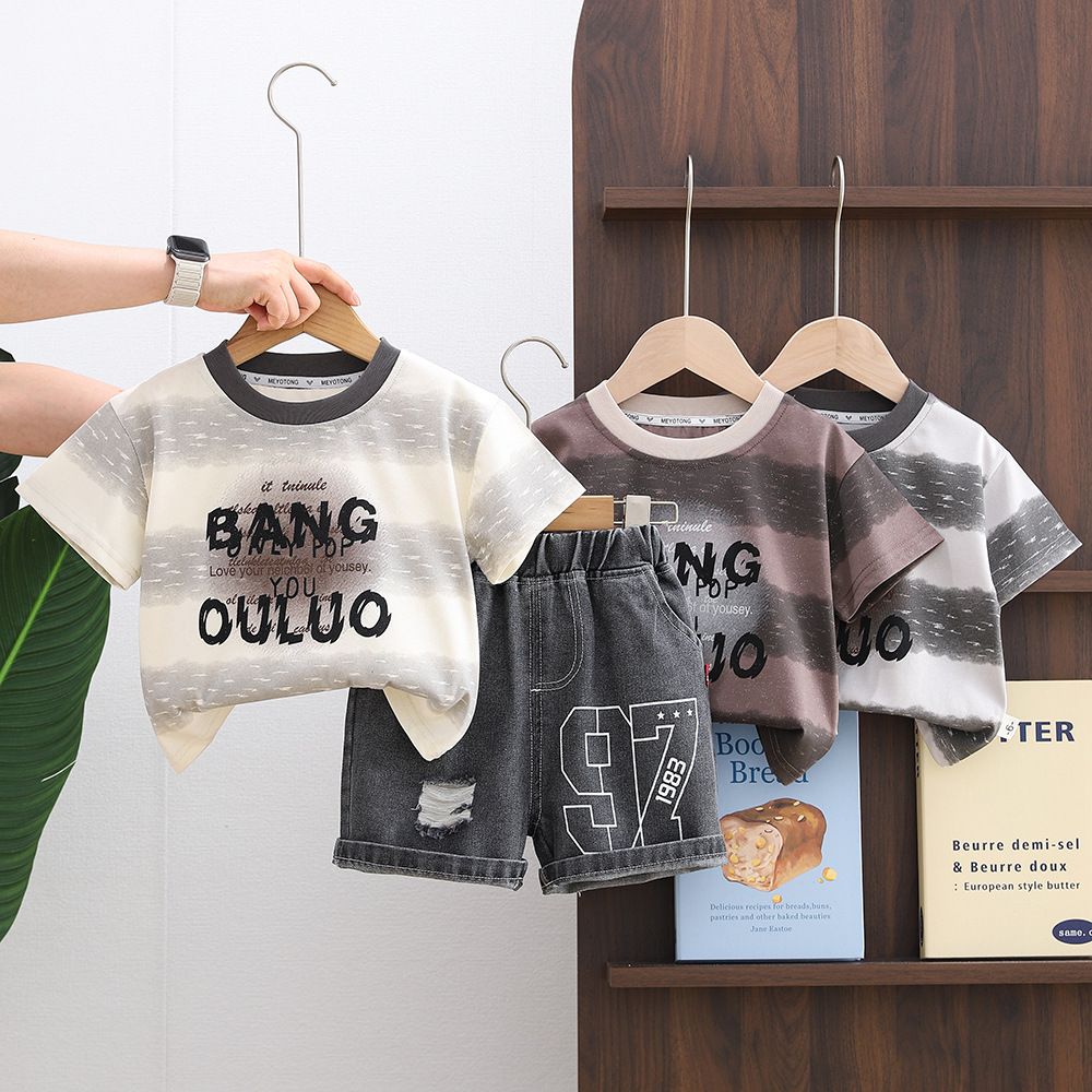 Children's casual round neck short sleeved summer thin two-piece set