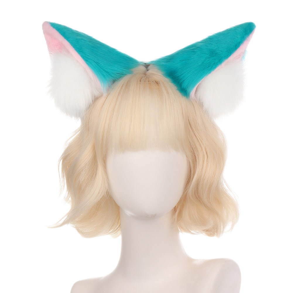 Halloween Plush Cat Girl Ears Realistic Fox Headpiece Cosplay Prop Handmade Animal Ears Hairband