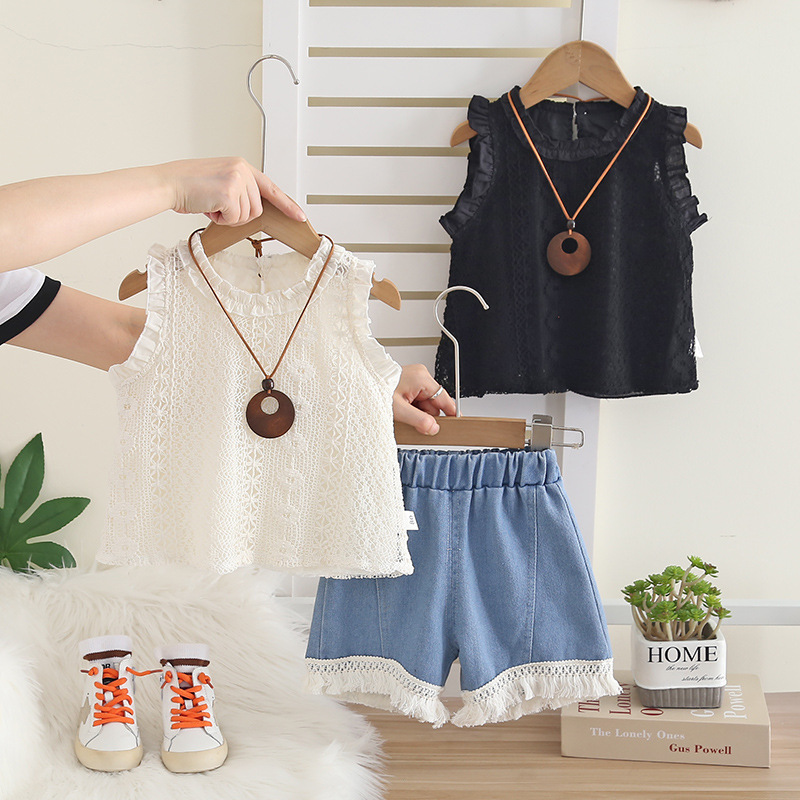 Two piece vest set summer shorts