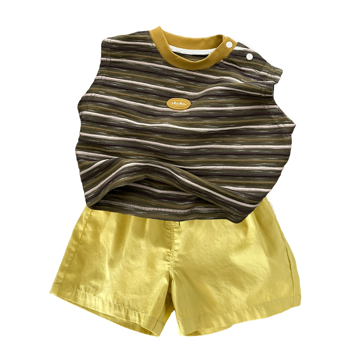 Casual Stripe Short Sleeve T-Shirt Shorts Set for Boys, Stylish and Brightening Summer Outfit