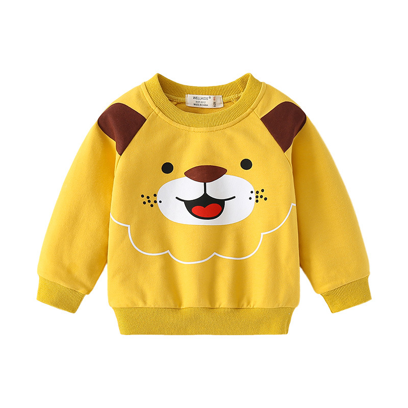 Children's Clothing Casual Loose Fit Hoodie for Boys Animal Print Round Neck Long Sleeve Sweatshirt