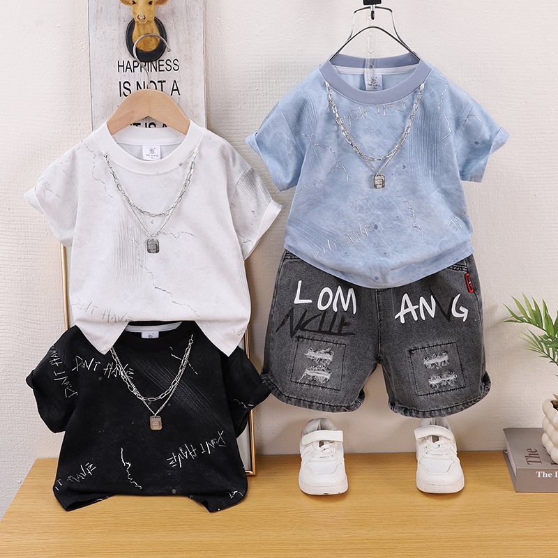 Children's casual short sleeved shorts two-piece set