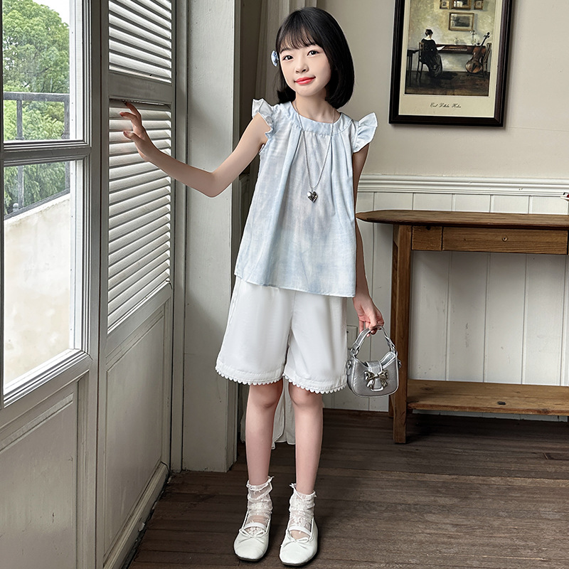 Flying sleeve doll shirt two-piece set