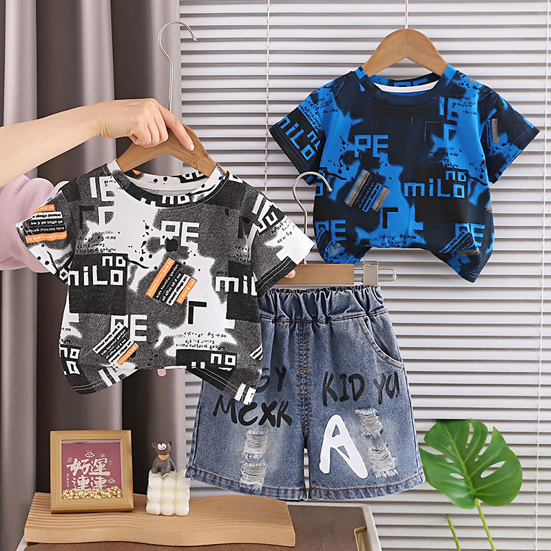 Baby and children's short sleeved two-piece set