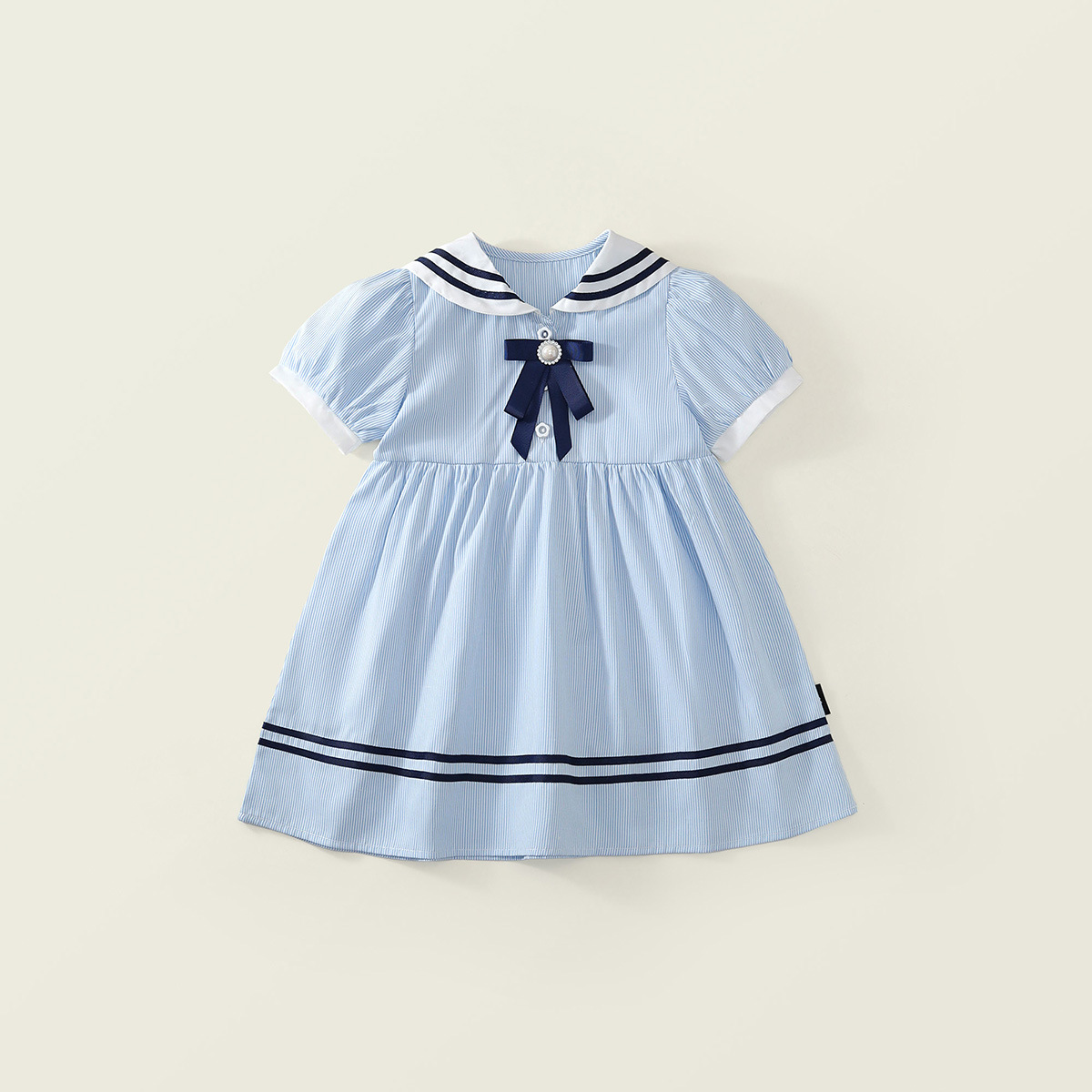 Girls' Dress Navy Collar Dress Kids Middle Size Trendy Princess