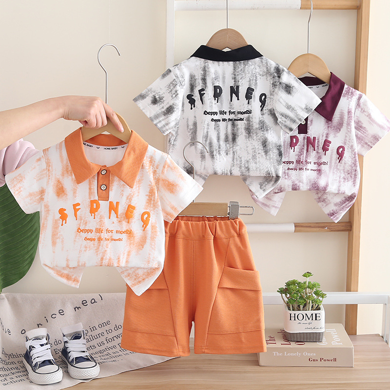 Flip collar short sleeved shorts two-piece set