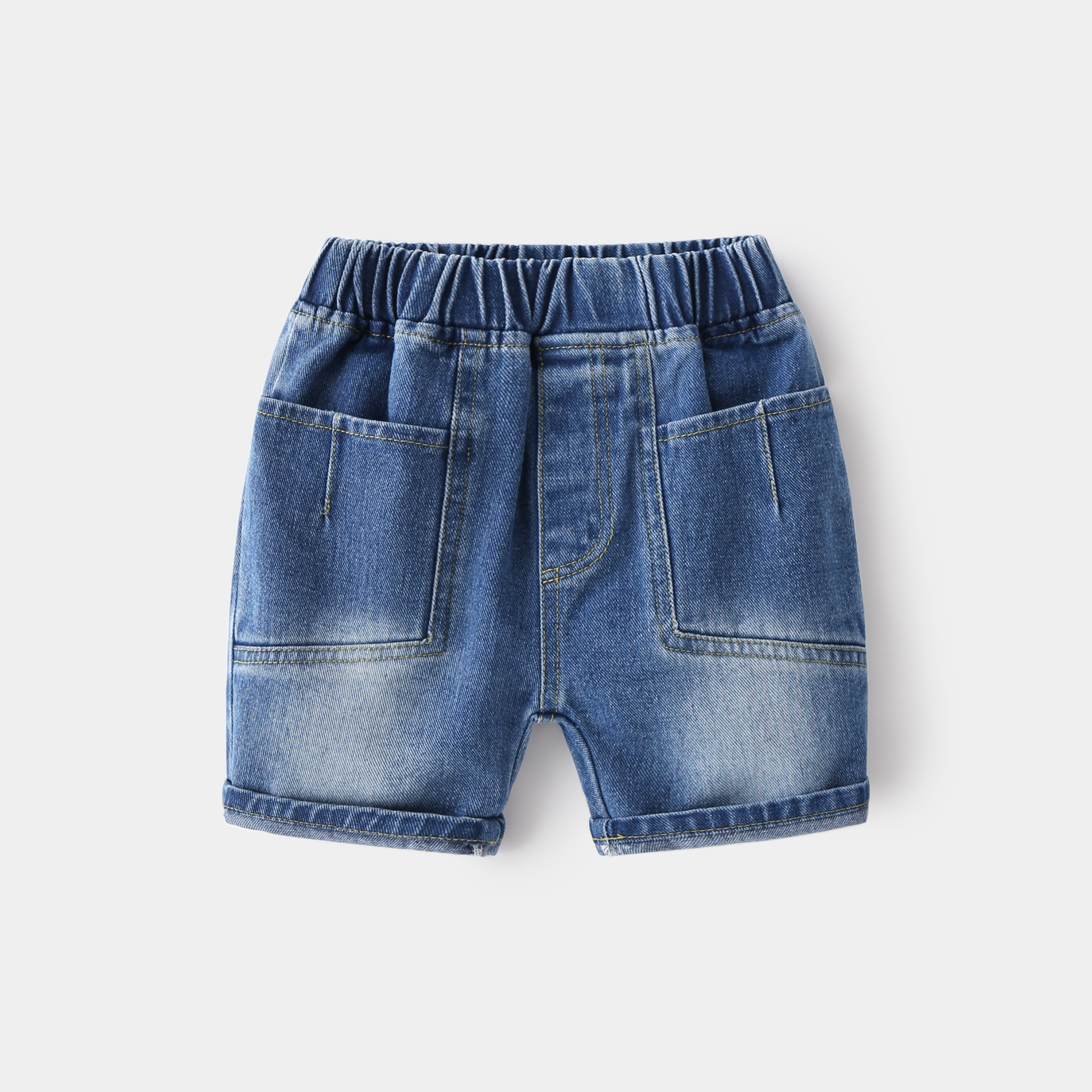 Casual Denim Shorts for Boys Loose Waist Mid-Length Pants