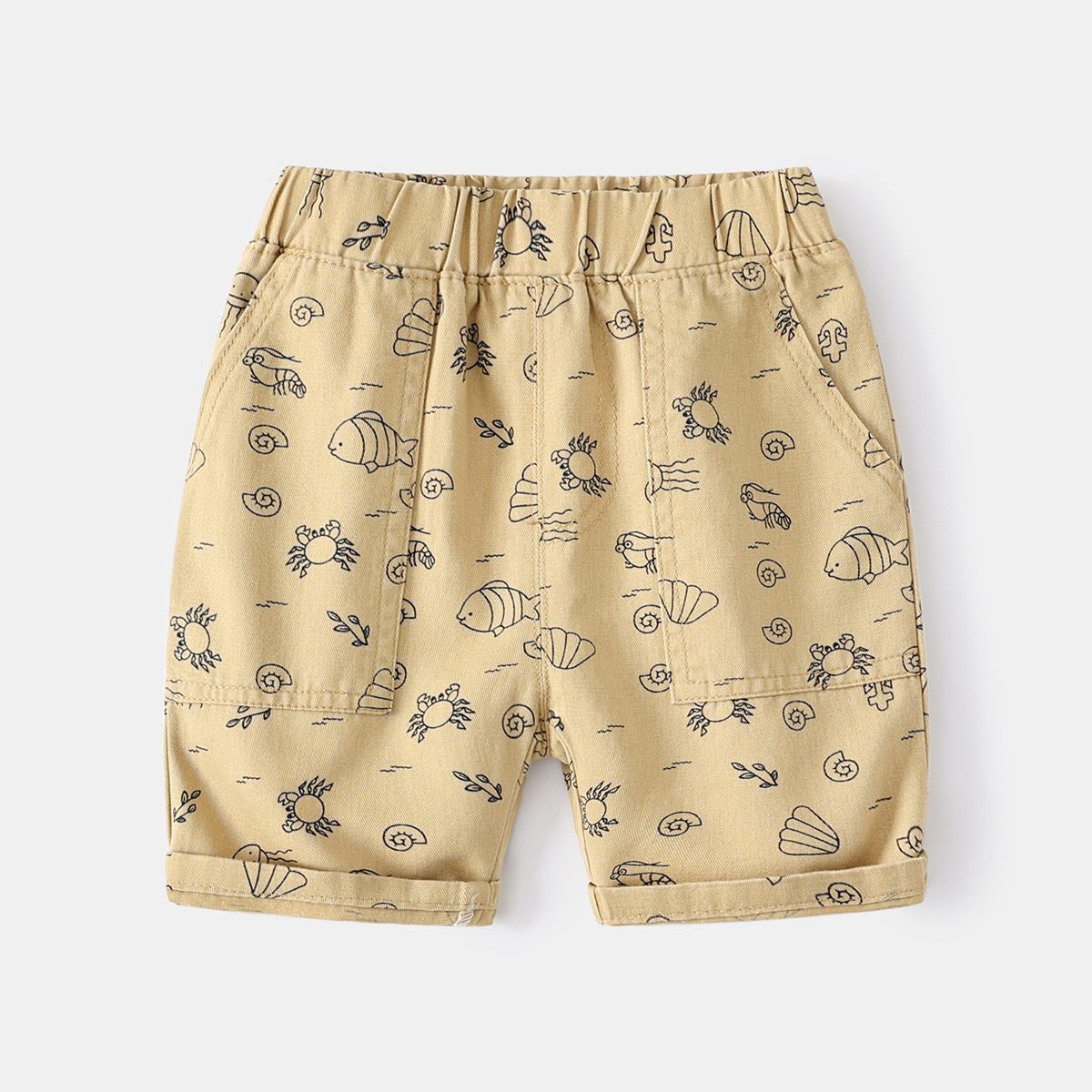 Cartoon Casual Mid-Length Pants, Cute Sea Creature Shorts, Cotton Cartoon Leisure Pants