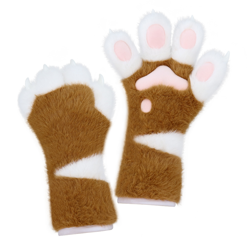 Original New Gloves Furry Handmade Beast Claw Long Style Furry Plush Gloves Halloween Cosplay Claw