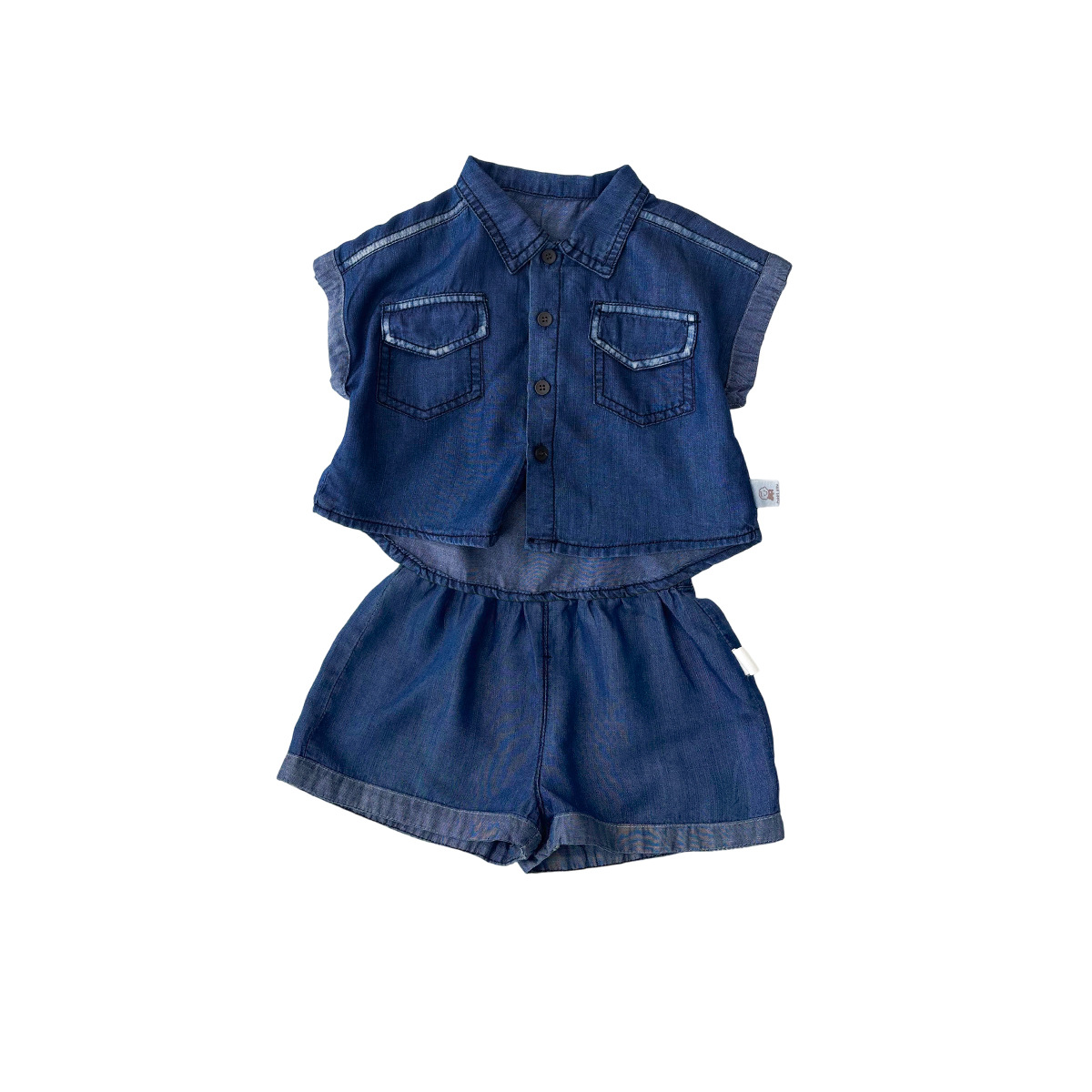 Casual Thin Denim Outfit for Boys, A-Class Short Sleeve T-Shirt Stylish Two-Piece Clothing for Kids