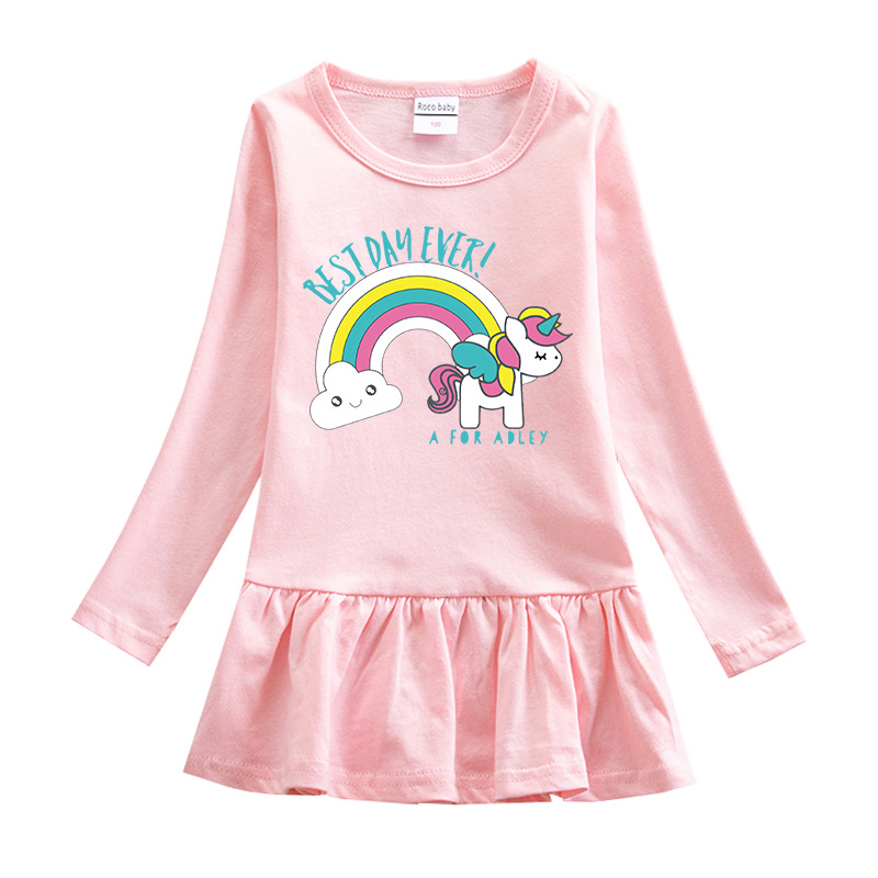 Girls' round neck cotton dress