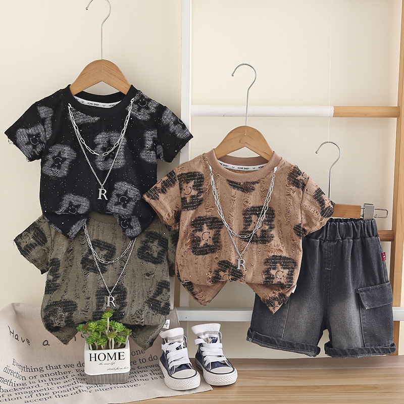 Summer casual round neck short sleeved two-piece set