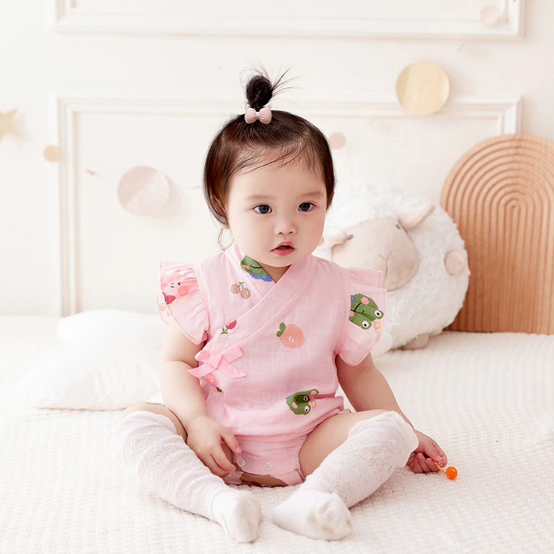 Infant Pure Cotton Triangular Bodysuit Summer Newborn Baby Lightweight Sleeveless Onesie