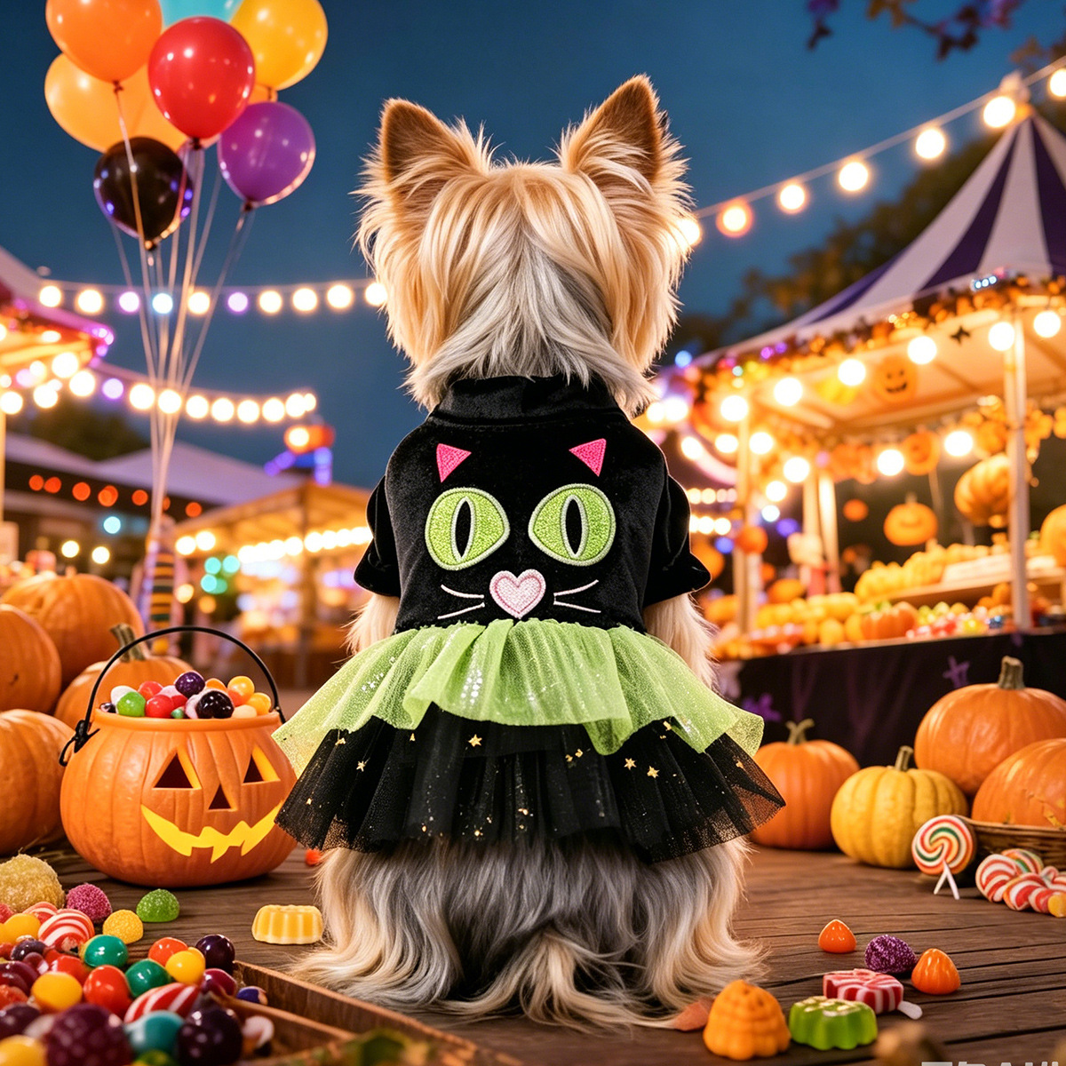 Pet Clothing for Small Dogs and Cats, Autumn/Winter Outfits, Cute Cat Halloween Tulle Dress for