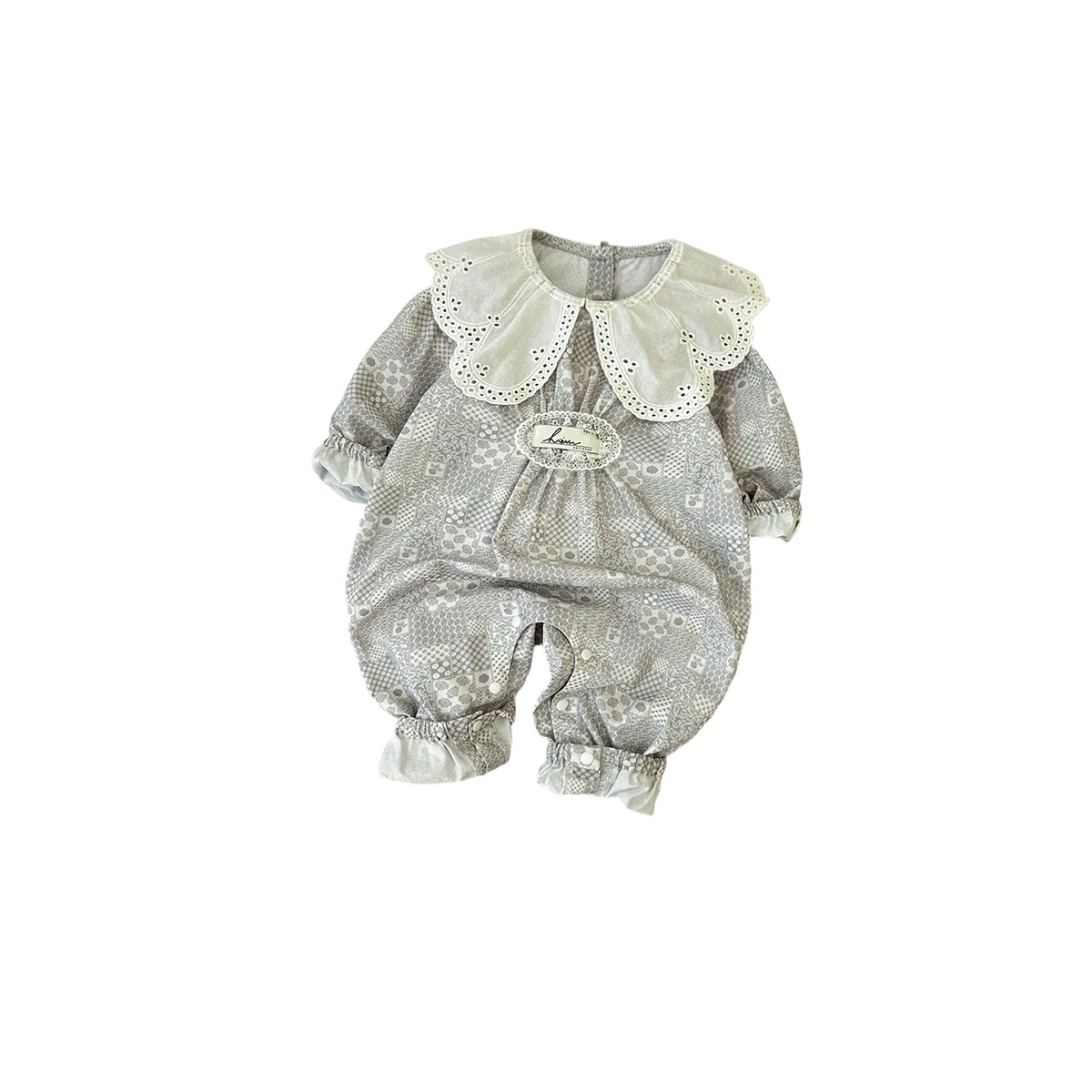 Baby Sweet Romper Peter Pan Collar Long Sleeve Bodysuit for Infants