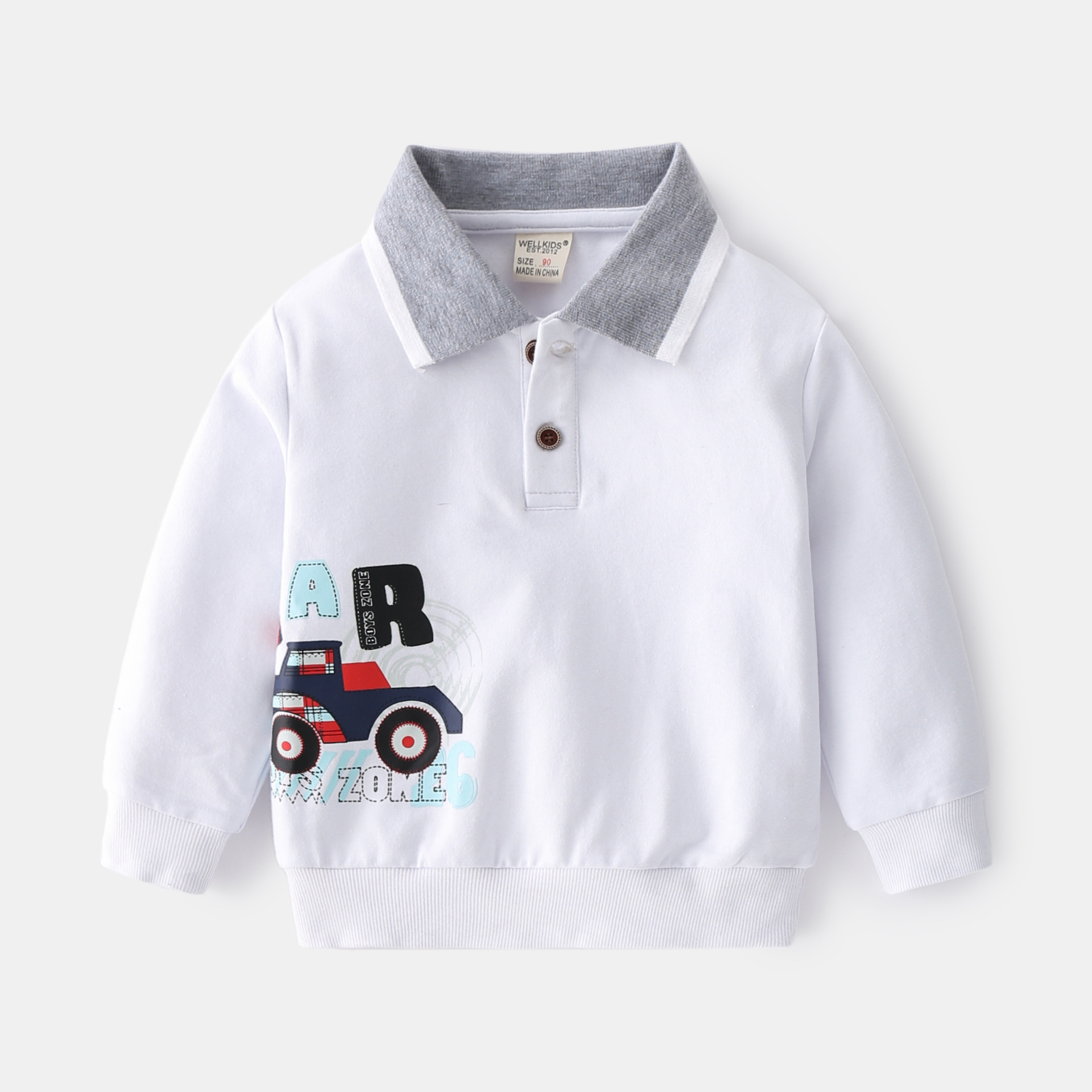 Print Boy's Hoodie Gentleman Collar Long Sleeve Pullover