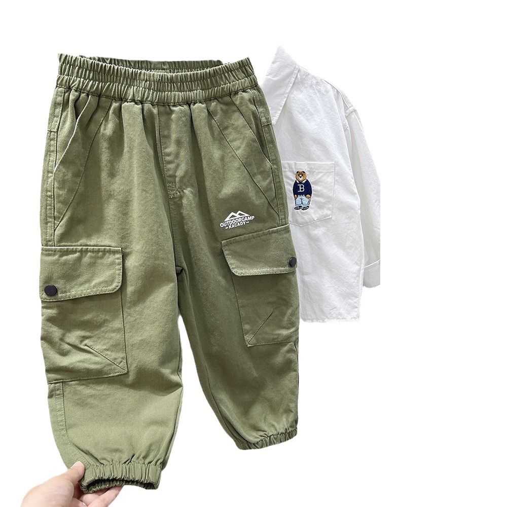 Kids' Boys Pants Solid Color Middle and Large Size Fashionable New Style Children's Casual Pants