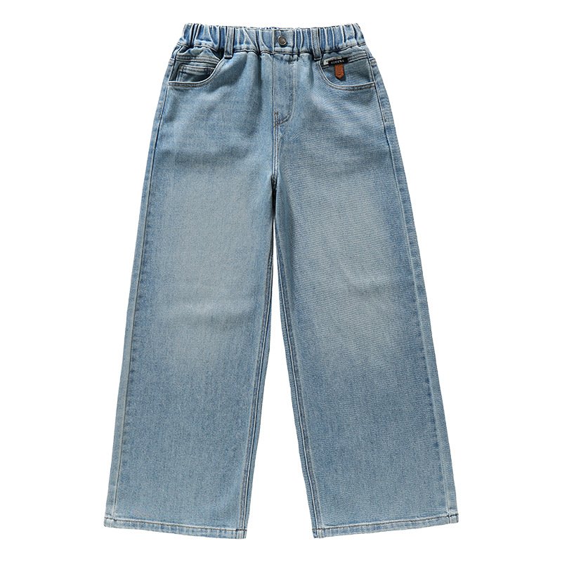 Children's Wide-Leg Pants Light Blue Denim Pants