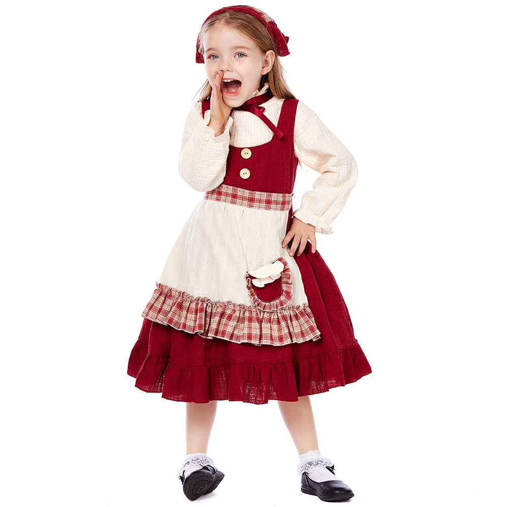 Children's Little Match Girl Costume Farm Maid Lolita Cosplay Dress