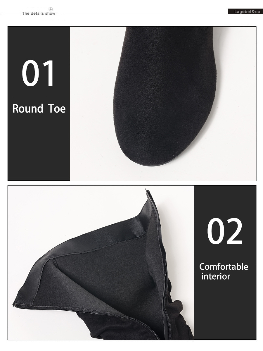 Women's mid-calf boots – round toe profile view