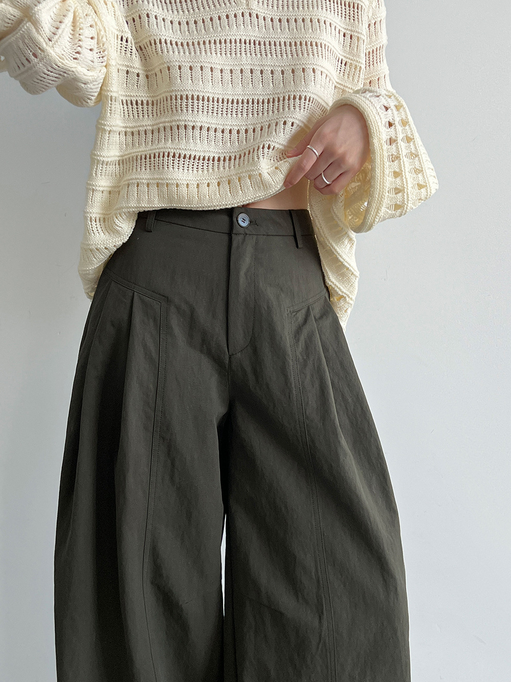Pleat-Front Wide-Leg Trousers