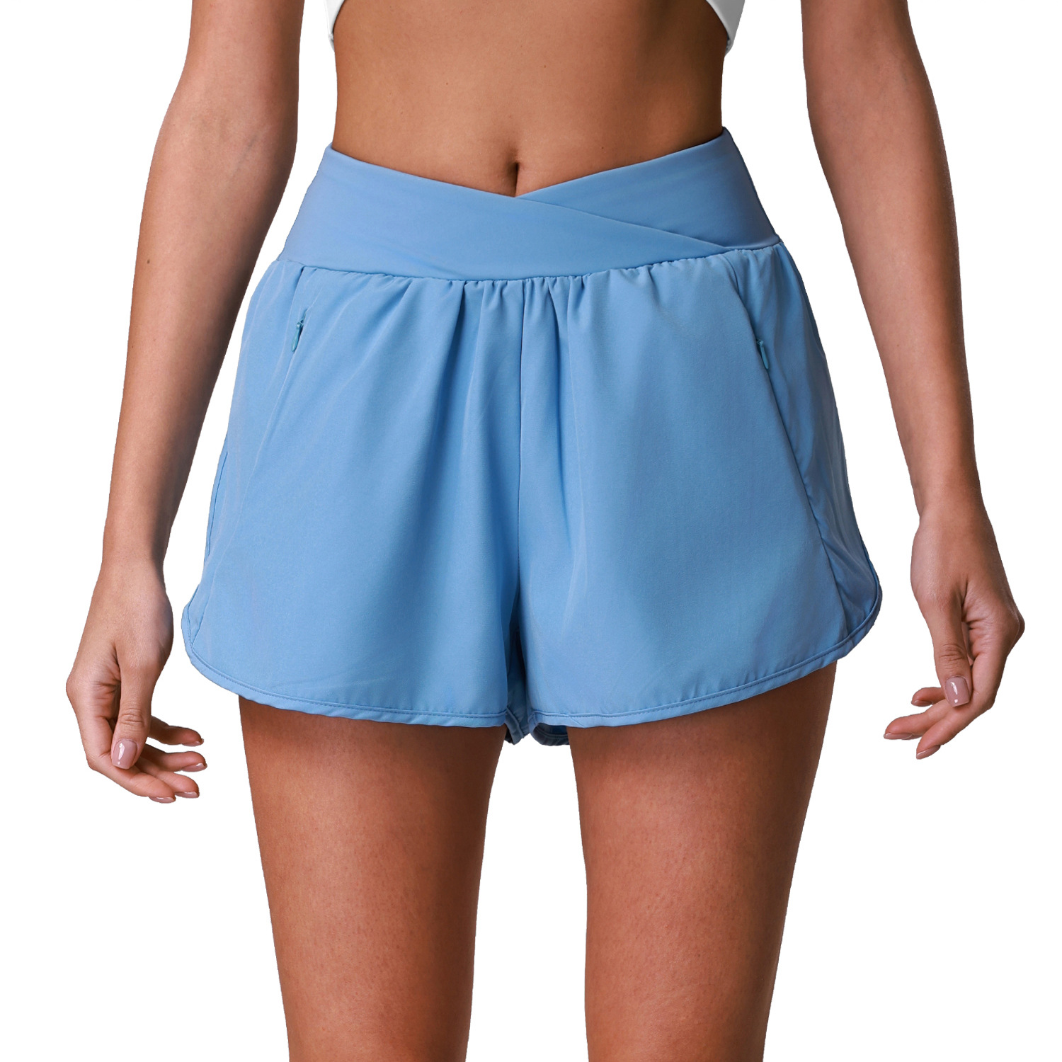 Quick-Dry Athletic Shorts, Cross-Waist Design, Butt-Lifting, Loose-Fit Workout Pants, Running